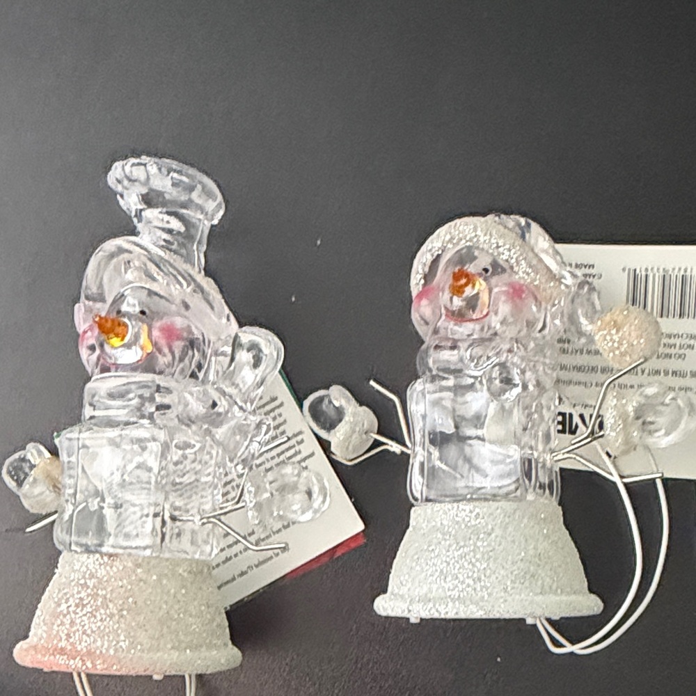 Festive Snowman Figurine Set - Clear and Silver
